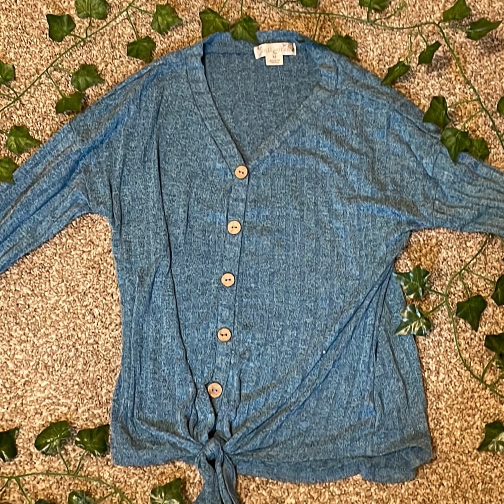 Blue butten up sweater/cardigan,girls.